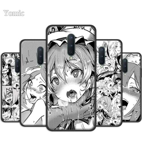 Black Case for Oneplus 8 Nord N100 N10 7 8T 7T Pro 5G Soft Cases Anime Girl Cartoon Japan Cute Faces TPU Phone Bags Cover Coque