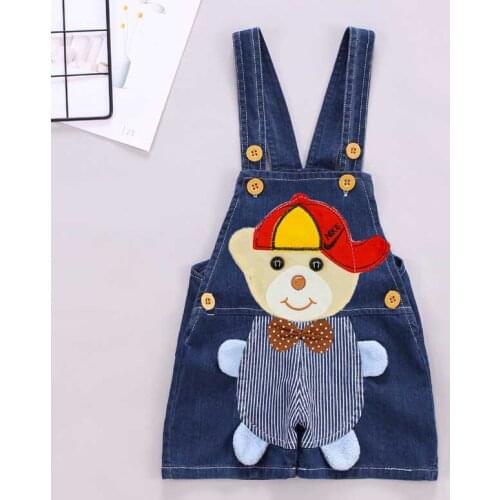 IENENS 1-3Y Baby Boy Jeans Overalls Dungarees Child Kids Boys Denim Shorts Cartoons Trousers Toddler Infant Short Pants Summer