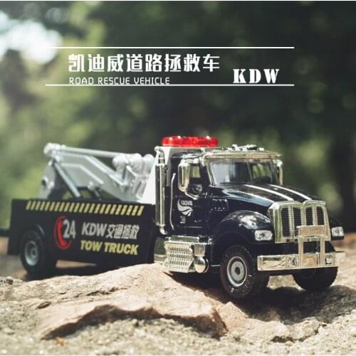Die-castes Toys for Children Collectible Road Wrecker Alloy Cool Road Rescue Truck Trailer Engineering Vehicles boys Gift