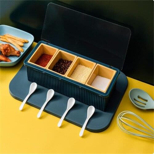 4pcs set Nordic Seasoning Box Kitchen Salt Sugar Storage Boxes Holder Plastic Spice Jar Condiment Cruet Home Kitchen Tools