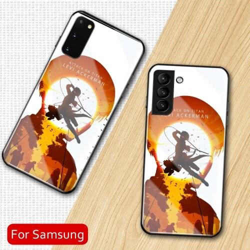 Attack On Titan Levi Ackerman Beautiful Tempered Glass Cover For Samsung S8 S9 S10 Note 8 9 10 S10e S20 S21FE Plus Ultra Cover