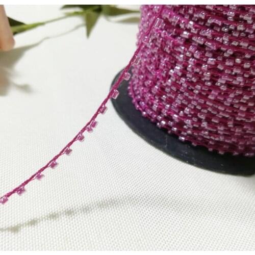 1M Latest 3D Purple Lace Crystal Beads Sequins Bead Fabric Applique Guipure Beaded Trim Ribbon DIY Sewing Trimmings For Dresses