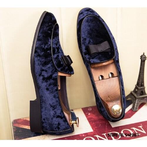 2021 Designer British Gentleman Velvet Bowtie Shoes For Men Casual Oxford Formal Dress Wedding Footwear Sapatos Tenis Masculino