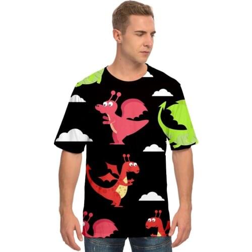 2021 New Cartoon dinosaur T shirt Harajuku Streetwear 3D T shirt Streetwear Harajuku Short Sleeve Men/Women T shirt Clothes