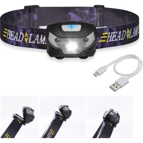New Mini Rechargeable LED Headlamp Headlight Body Motion Sensor Led Head Lamp Camping Flashlight Waterproof for Running Light
