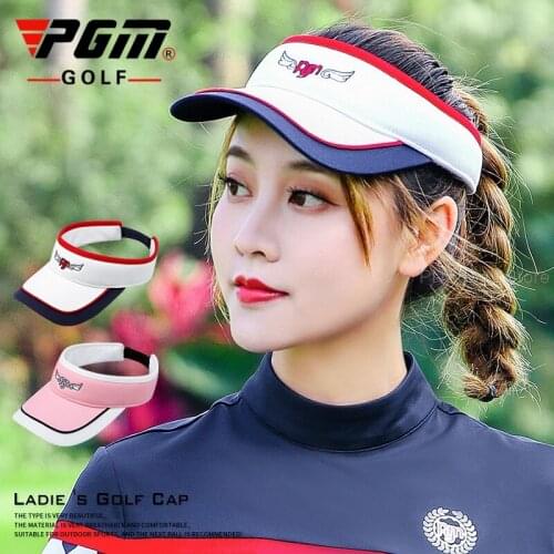 Pgm Women Adjustable Sun Hat Summer Sunscreen Top Empty Caps Ladies Marathon Running Visor Velcro Golf Cap Tennis Cycling