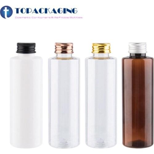 30PCs*200ml Aluminum Screw Cap Cosmetic Plastic Bottles Personal Care Refillable Bottle For Toner Lotion Cream Shampoo Oil Water