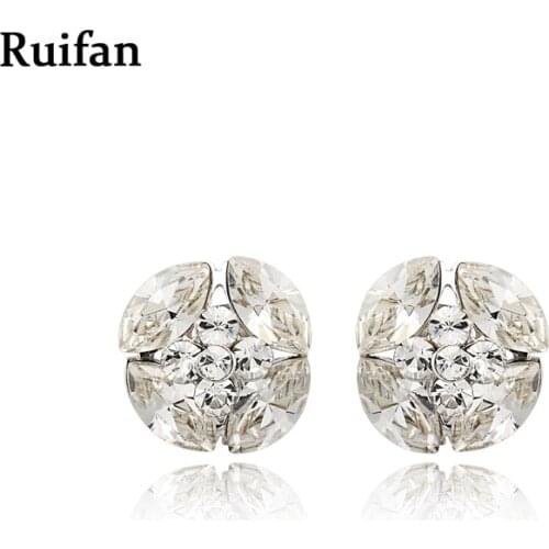 High Quality Flower Clear Crystal Cubic Zirconia 925 Sterling Silver Stud Earrings for Women Lady Trendy 2021 Jewelry YEA053