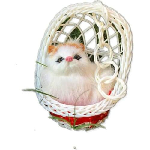 Handmade Hanging Basket Kitten Will Call Cat Eyes Open Cute Simulation Cat Cat Ornaments Gifts Ornames fairy garden home decor
