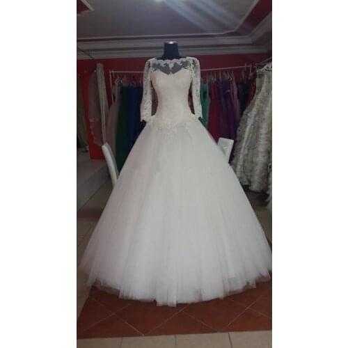 Boat Neck Romantic Lace appliques 2018 casamento Three Quarter Sleeves Bridal Gown vestidos de noiva mother of the bride dresses