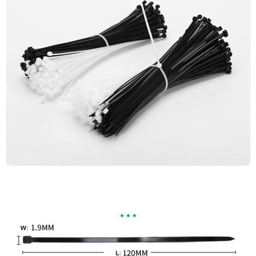 Self-locking plastic nylon cable tie 1000 pieces Black White 3*120mm Factory Supply