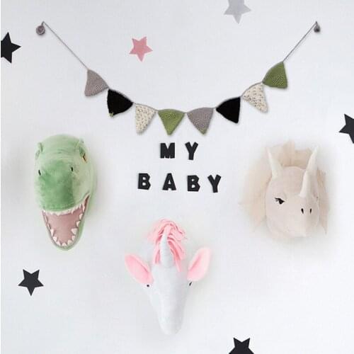 Kids Room Decoration 3D Animal Heads Elephant Deer Dinosaur Head Wall Hanging Decor For Children Room Nursery Room Decoration