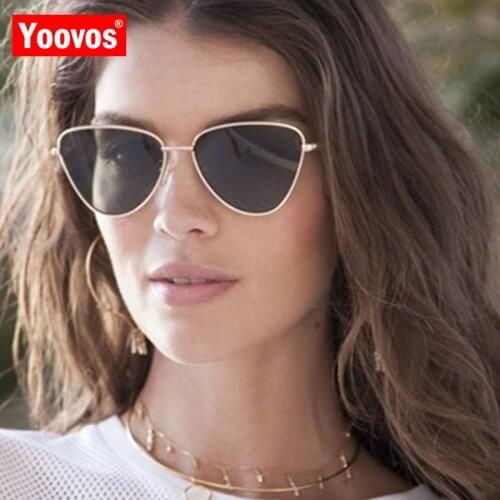 Yoovos 2021 Retro Cat Eye Sunglasses Women Luxury Alloy Mirror Eyeglasses Vintage Shopping Outdoor Oculos De Sol Gafas UV400