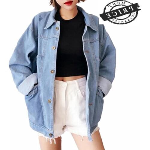 Denim Jacket for Women 2021 Spring Long Sleeve Female Jackets Office Ladies Autumn Coat Fashion Loose Style Coats LWL31a