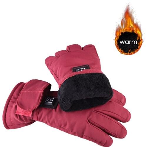 Women Battery Powered Electric Rechargeable Heated Gloves Waterproof Back Touch Screen Motorcycle Heating Gloves Winter Warmer