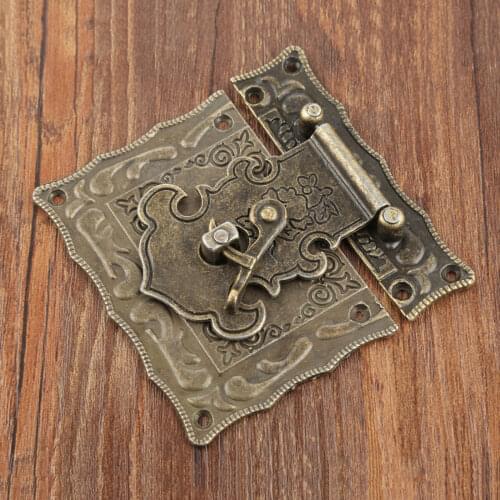 1Pcs Antique Bronze Jewelry Wooden Box Hasps Drawer Latches Decorative Suitcases Latch Buckle Clasp Furniture Hardware 84*81mm