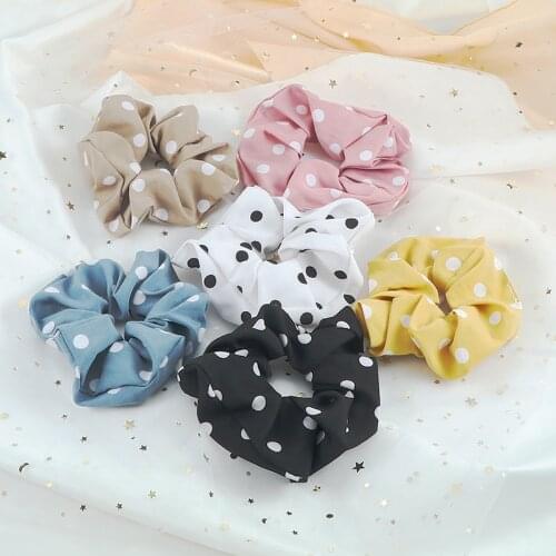1PC Korean Classic Hair Bands White Dot Pattern Rubber Band Women Girl Elastic Rope Ties Headwear Retro Fashion Hair Accessories