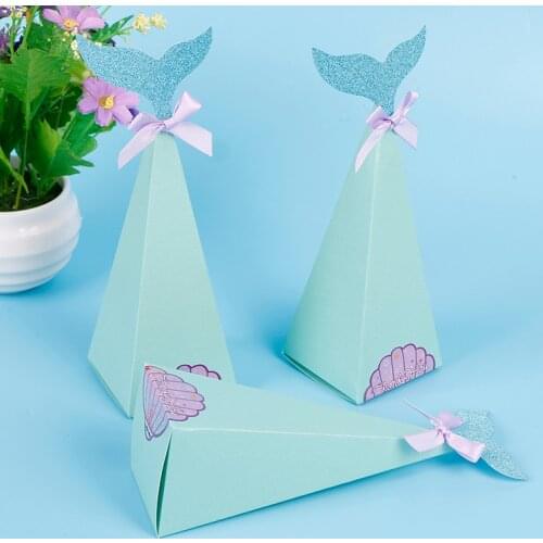 10Pcs Mermaid Gift Boxes Sweet Paper Candy Box Mermaid Birthday Party Decoration