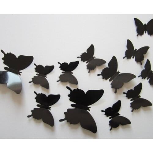 12 Pcs 3D Hollow Gold Butterfly Wall Stickers DIY Fridge Decals Glitter Art Murals for Wall or Party Decorations