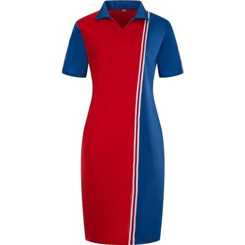 2021 New Designer Maxi Plus Size 6XL Polo Dress T Shirt Ladies Women Dress Summer Oversized Polo Vestidos Patchwork Casual Gift