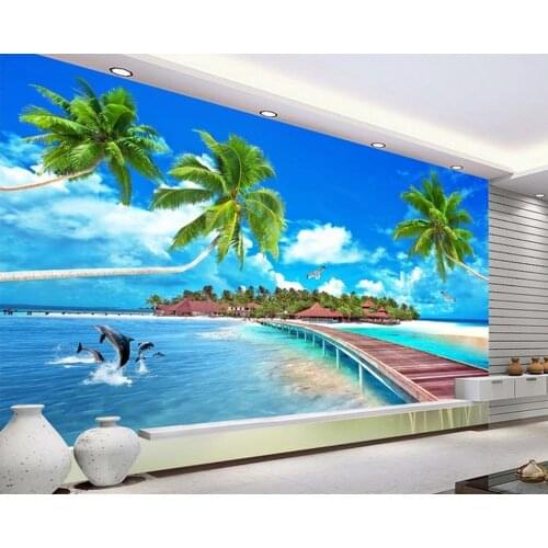 3d customized wallpaper Maldives beach TV backdrop wall 3d wallpaper classic wallpaper for walls
