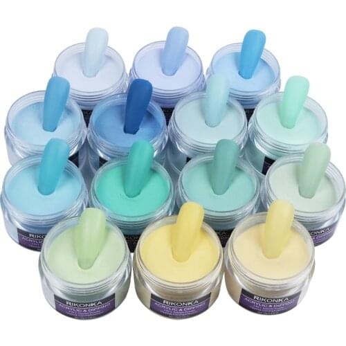 9Pcs 15g Blue Green Acrylic Powder Nail Extended Crystal Carving 3D Pattern Tips Bulk Pigment Dust Kit For Charms Nail Supplies