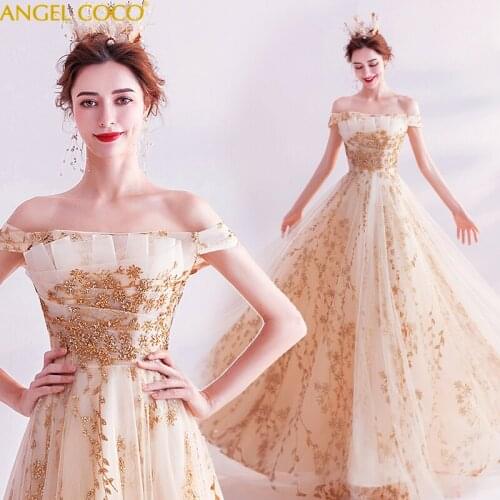 Glitter Sequins Sparkle Long Evening Dresses 2020 Evening Dress Arabic Dudai Formal Prom Gown Robe de Soiree Vestido De Noche