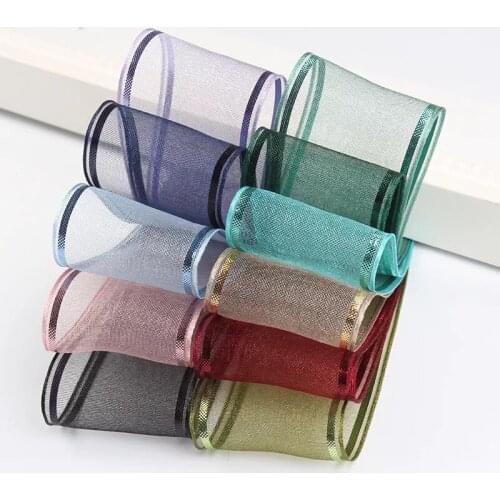 Colored Ribbons Bilateral bright silk stripes handmade hair accessories bouquet gift box packaging pink purple color 100 yards