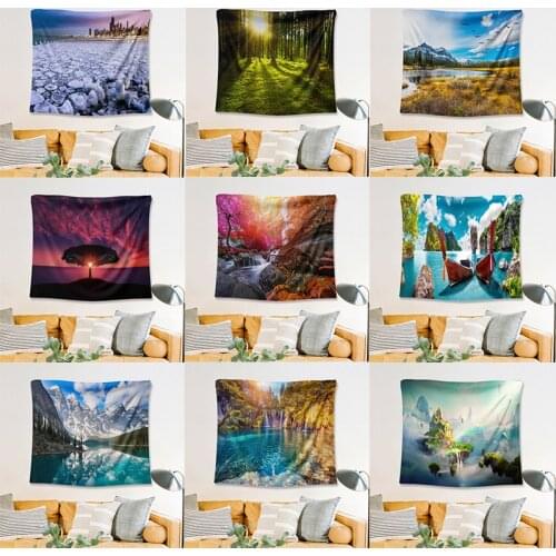 Forest Tapestry, Arfbear Nature tree Popular elves Wall Hanging Tapestry Warm green Beach Blanket Psychedelic Home Decor