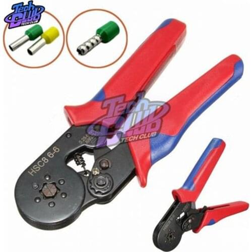 HSC8 6-4 6-6 Tubular Terminal Crimping Tools Electrical Pliers 0.25-6mm2 Self-adjusting Crimping Pliers High Precision Clamp