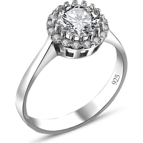 Certified Swarovski Diamond Montür 925 Silver Ring