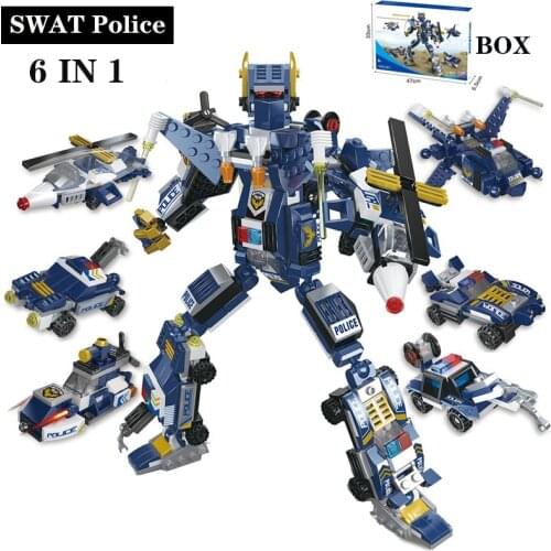 City Creative Building Blocks Capture Car Fighter Ship Robot Bricks Kid Toy Blocks Sets