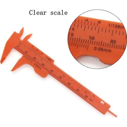 1 piece 80mm orange mini tool measuring ruler sliding plastic ruler measuring rule vernier caliper micrometer 1mm about 11.5cm l