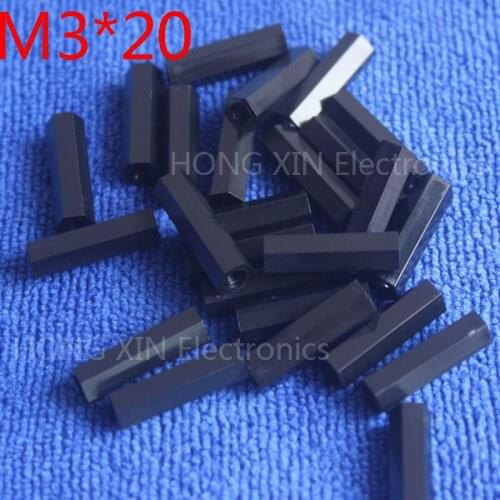 M3*20 20mm black 100pcs nylon Black Nylon Hex Female-Female Standoff Spacer Threaded Hexagonal Spacer Standoff Spacer brand new