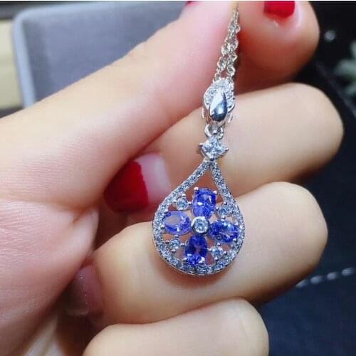 100% Natural and Real Tanzanite necklace pendant 925 sterling silver Fashion Necklace