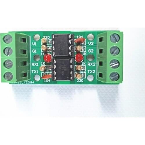 UART Serial Port Isolation Module Serial Port Optocoupler Module 6N137 Optocoupler Can Equipp With PCB Bracket Card Guide Rail
