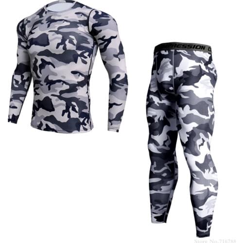 Mens Clothing Winter First Layer Jogging Skin Care Kits Moisture Wicking Tracksuit Men MMA Compression Tight Men Suit 3 Pieces