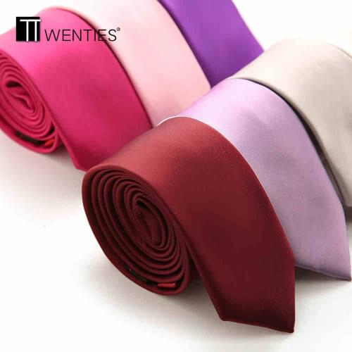 Mens Skinny Tie 6 Cm Dress Business Casual Wedding Grooms Best Man Pure Color Solid Red Necktie for Colorful Shirt
