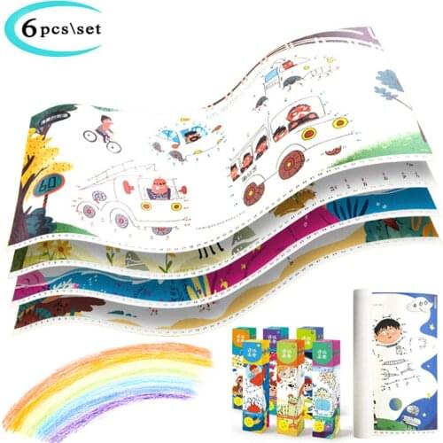 6pcs\set Kids Painting By Numbers With Stretcher Drawing Board Notebook Drawing Training Educational Toys Paintings For Children