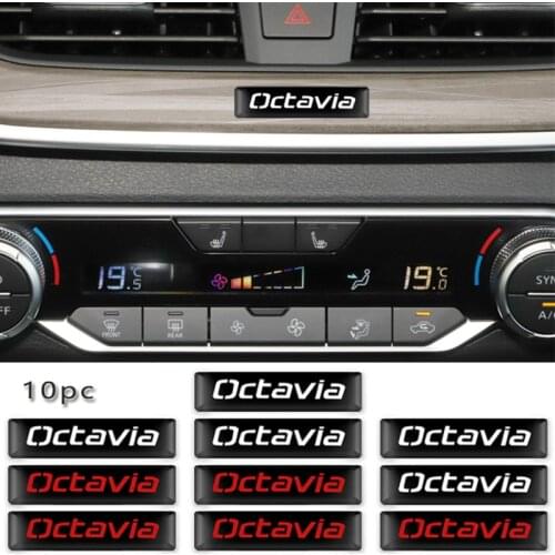10PCS Car Epoxy Resin Stickers Car Styling Octavia Emblem Badge Decals For Skoda Superb Fabia Roomster Yeti a7 Car Accessories