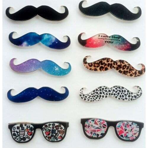 New Fashion Simple Style Star Brooch Creative Leopard Beard Eyeglasses Acrylic Brooch for Clothes Bags Pin on Decorative