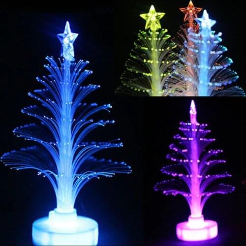New 12cm Colorful LED Fiber Optic Nightlight Christmas Tree Decoration Light Lamp Christmas gift