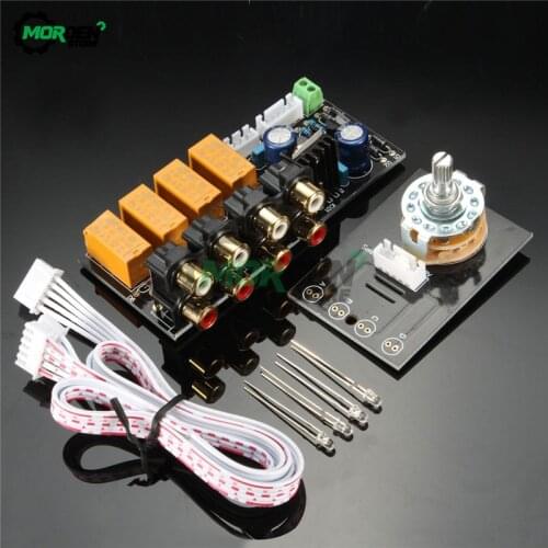 AC 12V-15V DIY Board Relay Switch 4-Channel Signal Selector for Audio Input Signal Amplifier Board