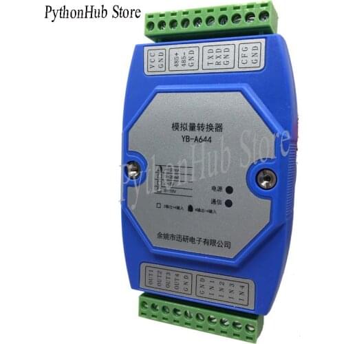 RS232/RS485 Serial Port to 4 Analog Input and Output Current 4-20MA Output 0-10V Output