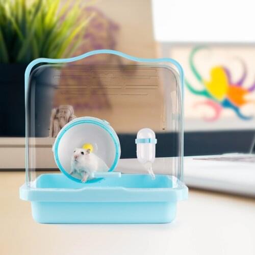 1pc 27*20.3*28.2cm Plastic Transparent Squirrel Hedgehog Hamster Cage Villa Travel House Portable Carrying Small Pet Carrier Box