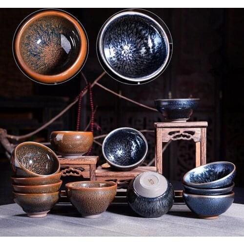 Hand made ceramics Temmoku Glaze Pu'er Tea Cup Creative Porcelain Small Tea Bowl Office Vintage Tea Water Cup Drinkware