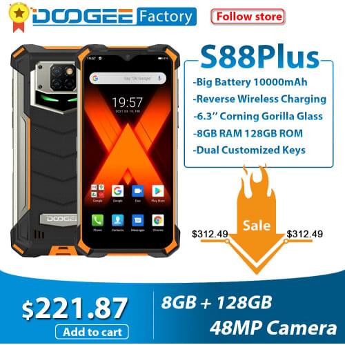 Global DOOGEE S88 Plus IP68/IP69K Rugged Mobile Phone 10000mAh 8GB 128GB Android 10 Smartphone Helio P70 Octa Core Telephones