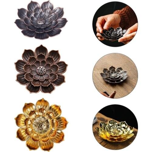 Alloy Incense Holder Lotus Incense Burner Censer Stick for Buddhist temples