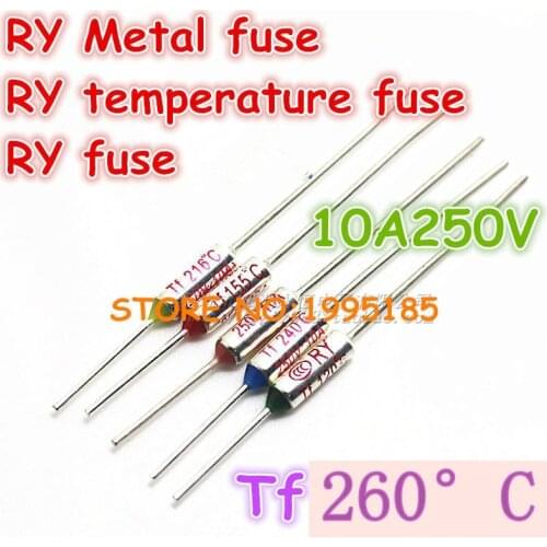 RY 50pcs/lot New Micro thermal fuse 10A250V Tf 260 Degrees TF260 C Mini temp fuse metal shell Thermal Cutoff