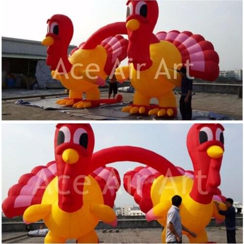 Supper Thanksgiving Day Decoration Giant Double Inflatable Turkey Arch For decoration or Advertisement
